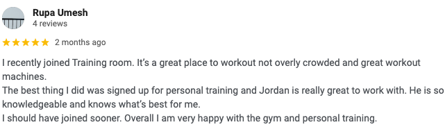 Google review from Rupa